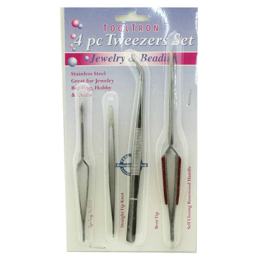 Tooltron 4 Pc Tweezers Set Sewing & Craft Tools