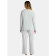 thumbnail image 2 of Lissome Women’s Soft Brushed Waffle Oversized Long Sleeve Top and Wide Leg Pant Lounge Set, 2-Piece, Sizes S-3X, 2 of 4