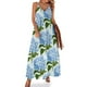 thumbnail image 1 of Nuevo vestido sin mangas con estampado de hortensias azules y estampado floral, vestido de noche para mujer, vestido de verano, vestido coreano para mujer, 1 of 7
