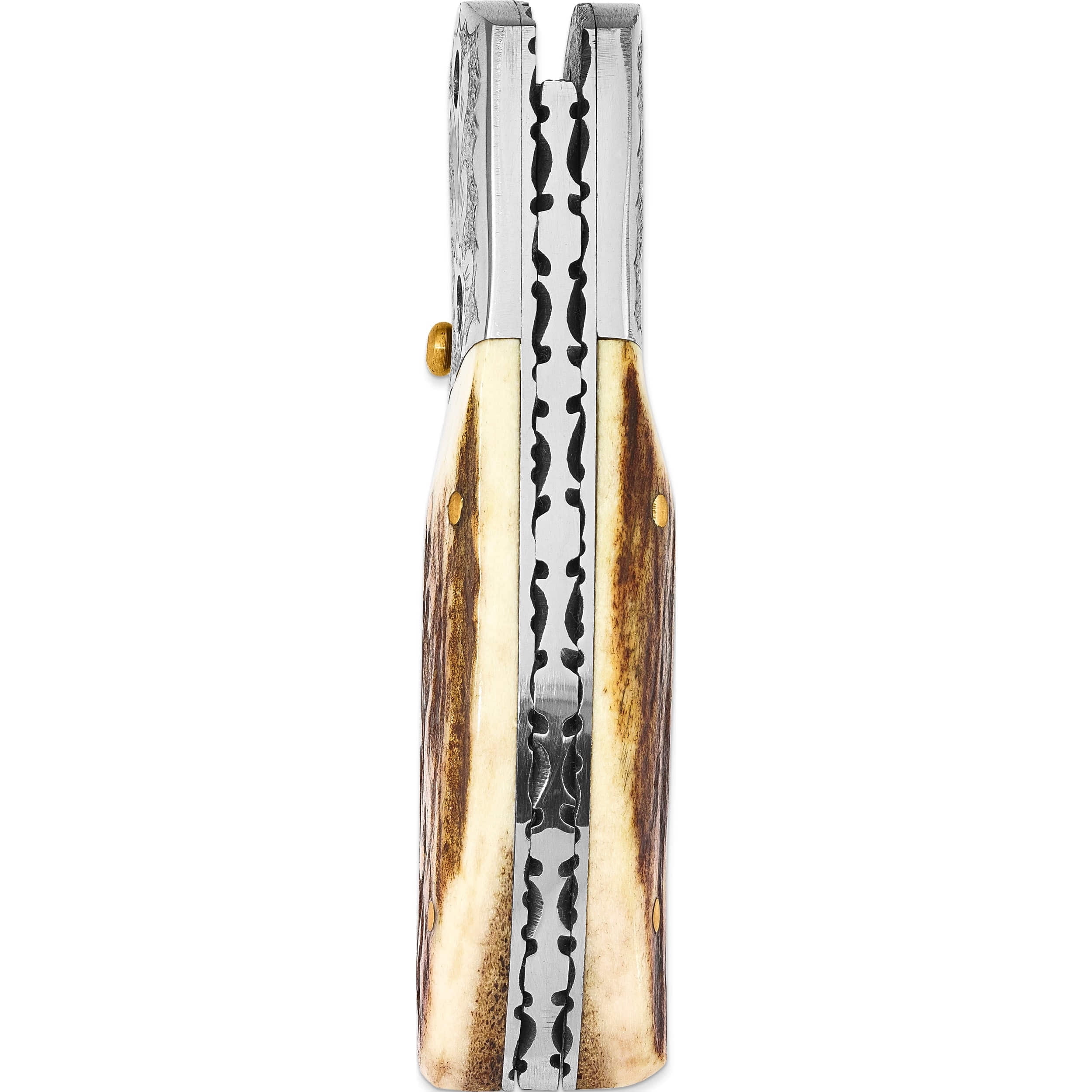 Fashion Damascus Steel 256 Layer Folding Blade Guard Staghorn Handle Knife (6.25 X 1) Made In Pakistan kn1610