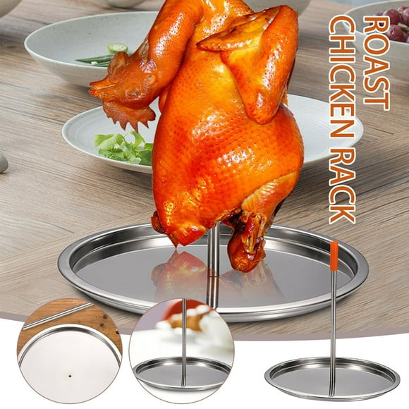 Summer Savings Kcavykas Kitchen Goodies,Roast Chicken Stainless Steel Roaster Rack BBQ Stand Grilled Pan Set Barbecue BBQ Metal Skewers for Grilling