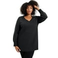 thumbnail image 6 of June + Vie Women's Plus Size V-Neck French Terry Sweatshirt, 6 of 6