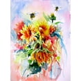 thumbnail image 2 of Kovacs, Anna Brigite 25x32 White Modern Wood Framed Museum Art Print Titled - Sunflowers with Bees, 2 of 4
