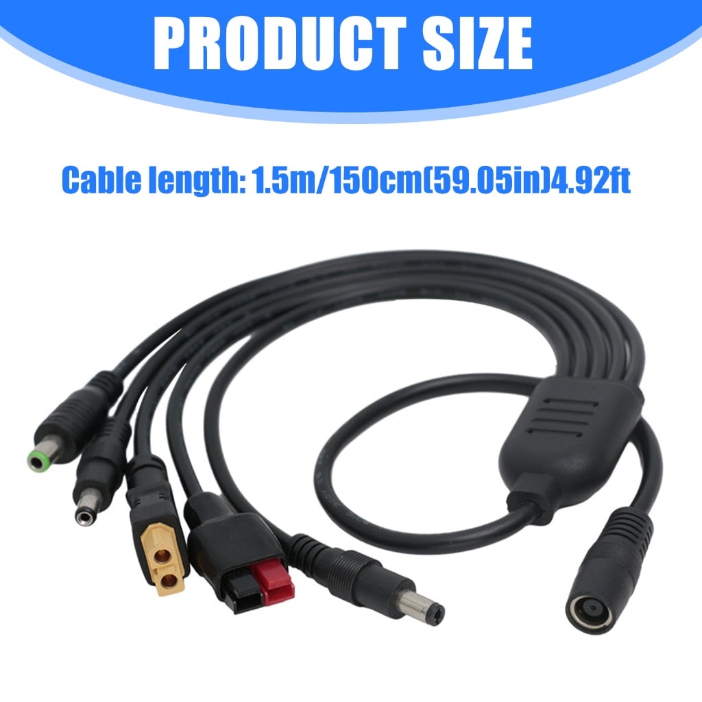 Bend Solar Charging Cable DC7909 Female to 60 DC5521+DC5525+DC6530 Power Cable for Frequent Use Longevity