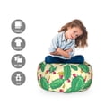 thumbnail image 2 of Succulent Storage Toy Bag Chair, Cartoon Style Silhouettes of Cactus and Flowers, Stuffed Animal Organizer Washable Bag, Large Size, Cream Sea Green, by Ambesonne, 2 of 3
