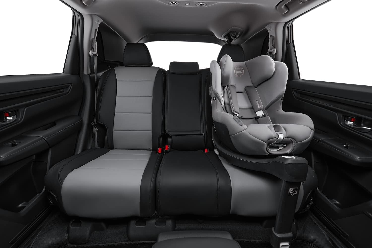 Coverdream Custom Fit CRV Car Seat Covers for 2017 2018 2019 2020 2021 2022 Honda CRV LX,EX,SE,EX-L,Touring,Hybrid - Breathable Leather Auto Seat Covers(Black/Gray,Full Set)