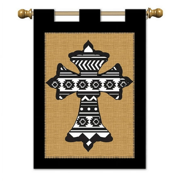 Magnolia Gardens 1815 13 x 18 in. Burlap Aztec Cross Burlap Everyday Garden Flag