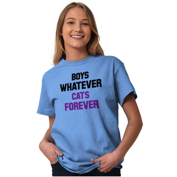 Boys Whatever Cats Forever Funny Women's Graphic T Shirt Tees Brisco Brands S