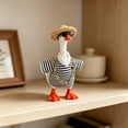 thumbnail image 4 of PiGOGI Summer Porch Goose Outfit Set for 7 Inch Mini Ducks, Striped Shirt Straw Hat Sunglasses, Outdoor Yard Patio Lawn Decor, 4 of 9