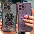 thumbnail image 2 of Astronaut Phone Case for iPhone 14 Pro Max,Luxury Plating Clear Cute Case with Hidden Stand Ring Holder,White,6.7 Inch, 2 of 14