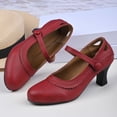 thumbnail image 4 of Vibrex Low Heels Shoes for Women Fashion Casual Summer Solid Color Thick Heel Lace Round Head High Heels Women's Mary Jane Closed Toe Work Comfortable Round Toe Dress Shoes for Office Business, 4 of 9