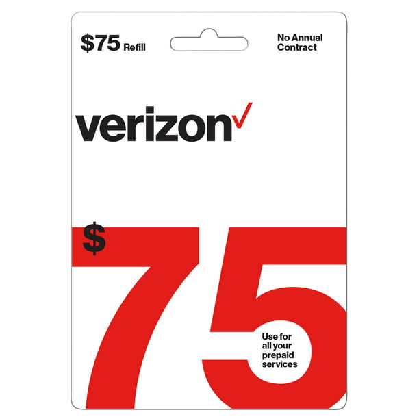 Verizon Wireless $75 Prepaid Refill Card e-Pin Top Up (Email Delivery) - Walmart.com - Walmart.com