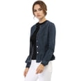thumbnail image 4 of INSPIRE CHIC Veste en Denim à Basque pour Femme, Col Rond, Sans Col, Boutonnée, 4 of 6