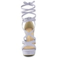 thumbnail image 2 of BLISSFUL STEP Women's Lace Up Platform Chunky High Heel Sandals, 2 of 6
