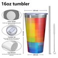 thumbnail image 4 of 16oz Tumblers Colorful Rainbow Checkered Pattern Stainless Steel Vacuum Insulated Double Wall Travel Tumbler Cups Mug with Lid and Straw,Cleaning Brush for Coffee,Tea, 4 of 4