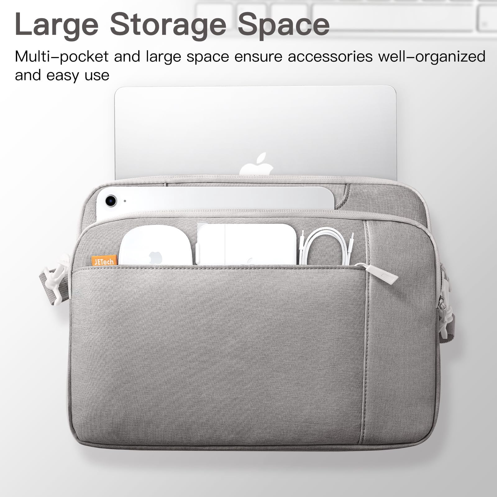 JETech Laptop Bag Case for MacBook Neo (A18 Pro), MacBook Air/Pro, Surface Book, HP Pavilion (Light Grey)