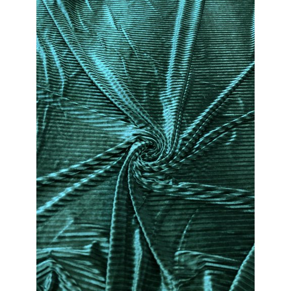 Velvet Stripes on Polyester Spandex 2 Way Stretch Fabric by The Yard (Green)