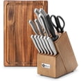 thumbnail image 1 of Knife Block with Kitchen Knives Set and Wood Cutting Chopping Board Stainless Steel Knife for Kitchen Chef Knife Set and Steak Knives Set of 6 with Wood Block (14 Pieces), 1 of 6