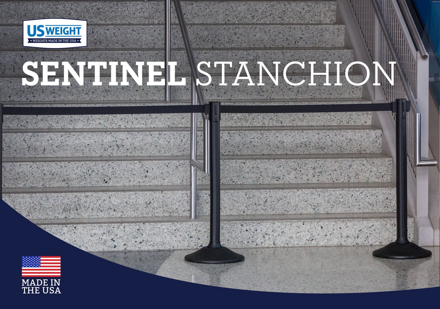 US Weight Sentinel Stanchion with 6.5 Foot Retractable Belt – Easy Connect Assembly Requires No Tools (2-Pack)