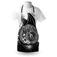 thumbnail image 4 of Dragon Apron, Shadded Skin Dragon Curled up Under Long Wings Digital Sketch Illustration, Unisex Kitchen Bib with Adjustable Neck for Cooking Gardening, Adult Size, Black and White, by Ambesonne, 4 of 4