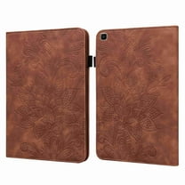 Dteck Case for Samsung Galaxy Tab A 8.0 SM-T290/SM-T295 2019 Without S Pen Model, Premium Leather Embossed Pattern Folding Stand Magnetic Closure Wallet Cover with Card Pencil Slots, Brown
