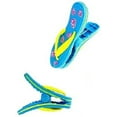 thumbnail image 2 of 2 Set (4 Ct) Blue Flipflop / Blue Parrot Beach Towel Clips Jumbo Size for Beach Chair, Cruise Beach Patio, Pool Accessories for Chairs, Household Clip, Baby Stroller, 2 of 3