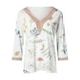 thumbnail image 4 of JINMGG Fall Long Sleeve Shirts for Women Fashion Woman V Neck Three Quarter 3/4Sleeve T Shirt AutumnBlouse Tops Sweatshirt White M, 4 of 4