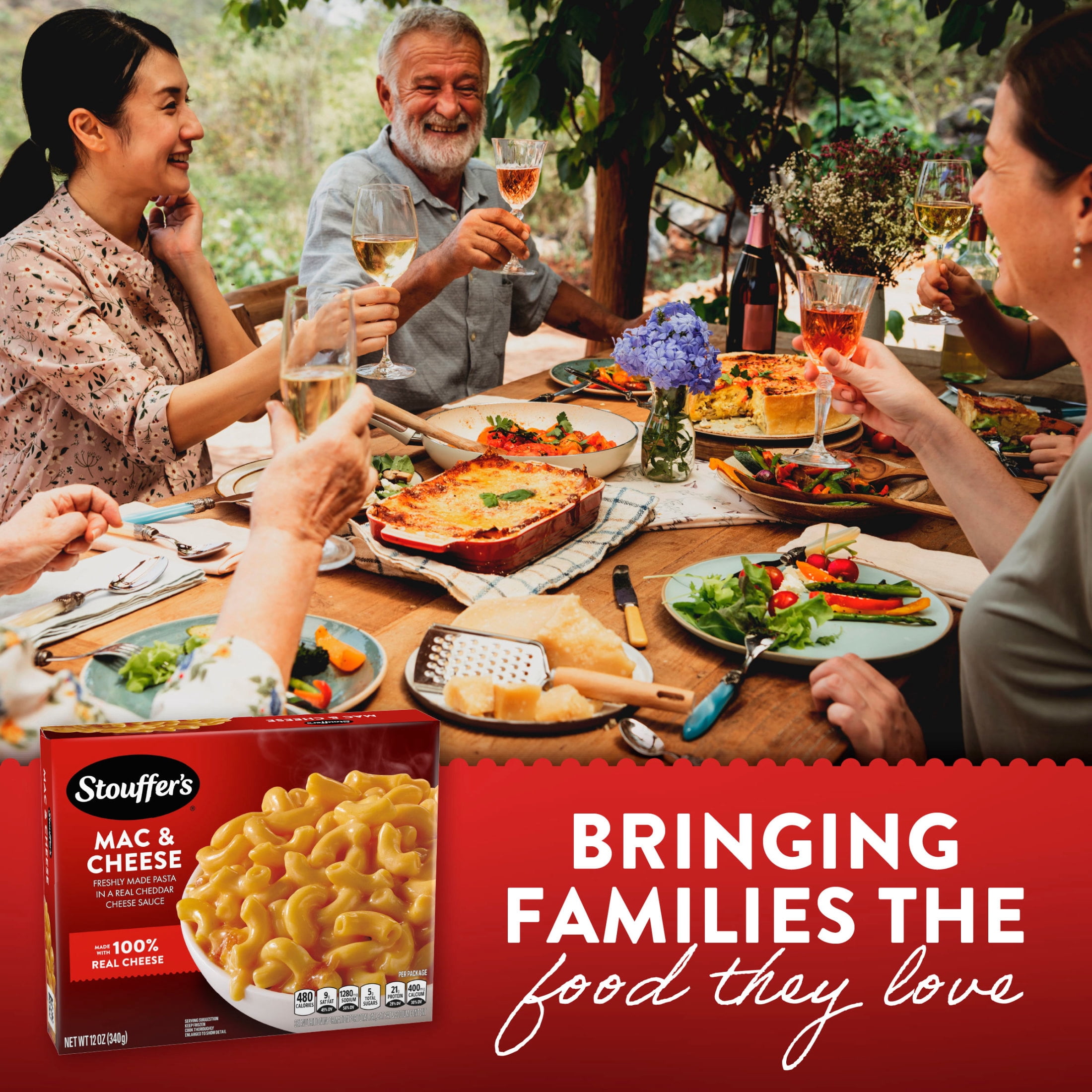 Stouffer's Mac & Cheese, Single Serve, Frozen Entrees for One, Ready to Cook Easy Dinners, Protein Frozen Meals 12 oz
