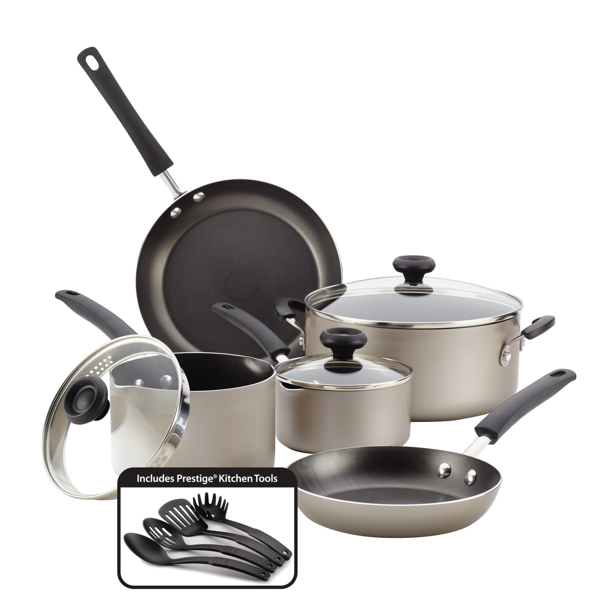 Farberware 12-Piece Easy Clean Nonstick Pots and Pans/Cookware Set Black 