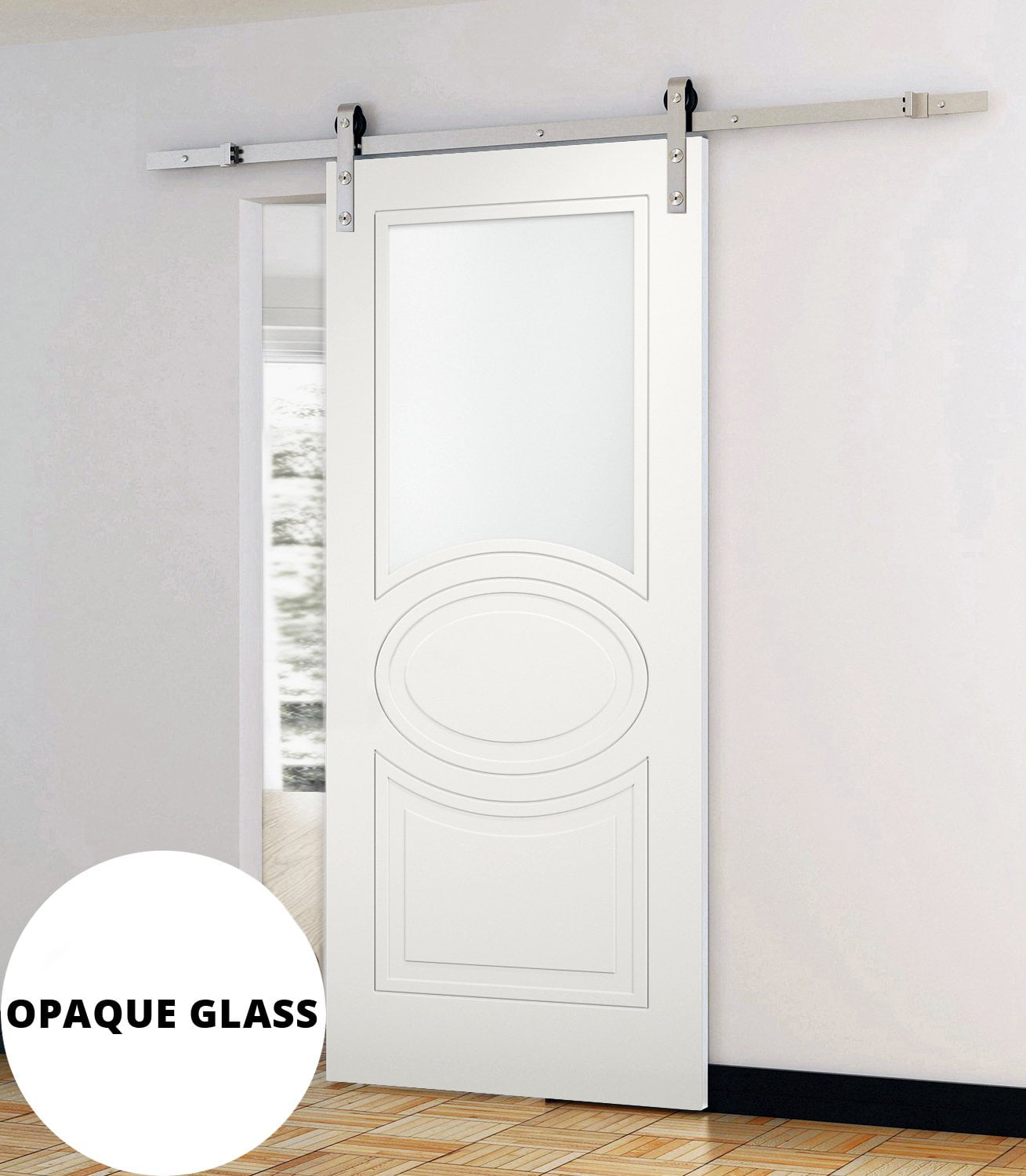 Buy Modern Barn Door 42 x 80 inches Opaque Glass / Mela 7012 Matte