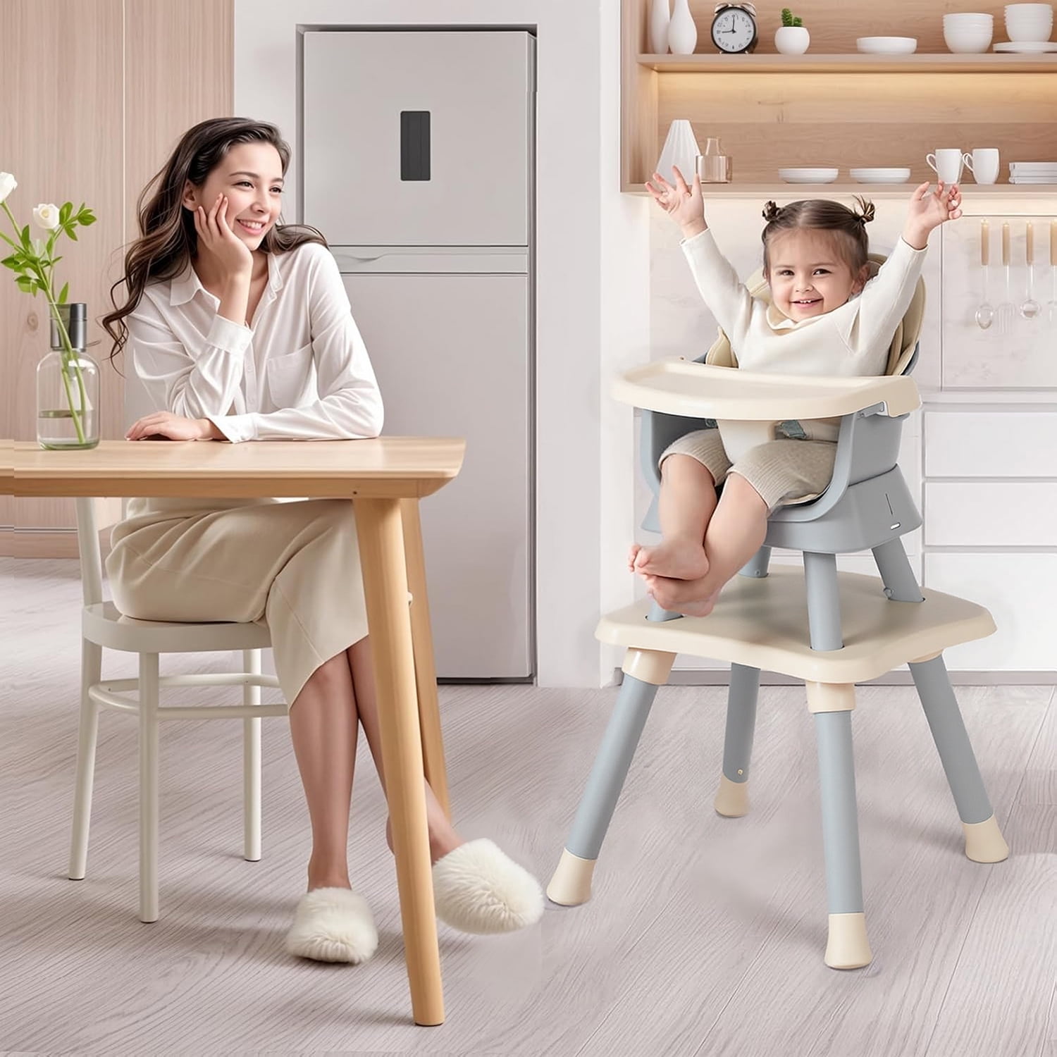 LINLUX 8 in 1 Convertible High Chair for Babies, Feeding Booster Seat for Toddlers, Coffee