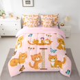 thumbnail image 2 of Homewish Kawaii Orange Animal Bedding Comforter Set 7pcs, Magic Butterfly Animal Queen Bedding Sets, Teens Kids Boys Girls Reversible Queen Sheet Sets, Breathable Home Decor, 2 of 7