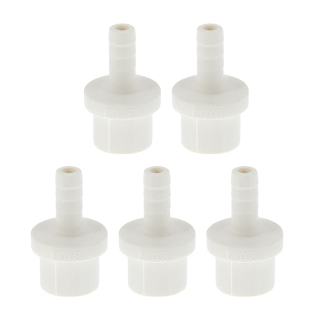 Conector de tubo recto de plástico con barbilla de 0.8"x0.3" color blanco, 5 piezas