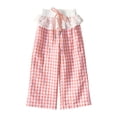 thumbnail image 5 of ATOGUTA Girls Pants Wide Leg School Uniform Pants Kids Elastic Waist Flowy Summer Beach Lounge Trousers with Pockets Size 1T-11, Pink, 5 of 7