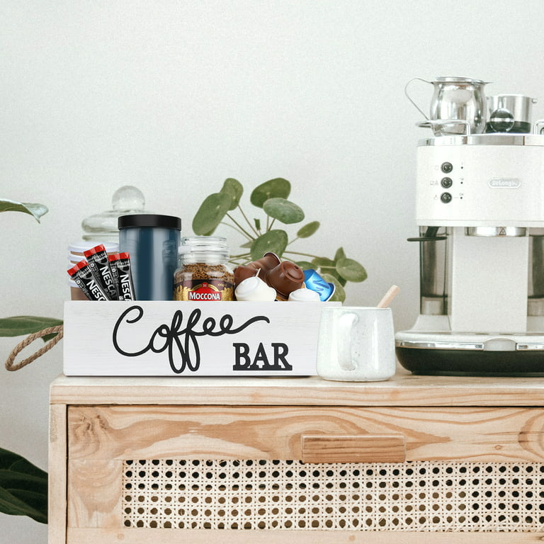 Coffee Station Organizer, Coffee Bar Organizer Countertop,Cup and Lid  Holder Coffee Cup Dispense,Rustic Coffee Bar Decor for Coffee Accessories