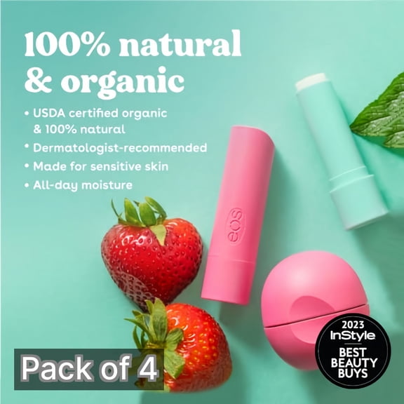 eos Organic Lip Balm Stick, Sweet Mint, 2 Ct (4 pack) (Bundle)