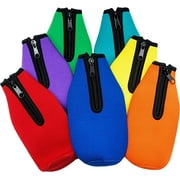Neoprene Bottle Sleeves | Pack of 7 Black Plain Beer Bottle Cooler Covers Fit 12 oz Bottles | Red Blue Orange Yellow... by Impirilux