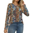 thumbnail image 4 of Fantaslook Women Tunic Tops Casual Long Sleeve Shirts Crew Neck Fall Tops Basic Tees Floral Dressy Blouses, 4 of 9