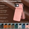 thumbnail image 2 of Compatible with Magsafe 2 in 1 Detachable for iPhone 16e Wallet Case with Card Holder Women Men, Magnetic PU Leather RFID Blocking Flip Kickstand Credit Slots,for iPhone 16e, Pink, 2 of 11