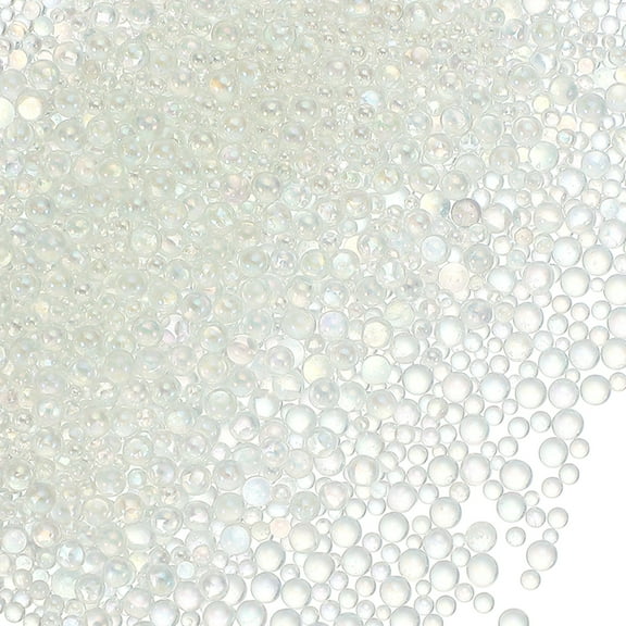 Uxcell 1-3mm Mini Glass Bubble Beads 200g Tiny Iridescent Beads No Hole Water Droplet Balls White