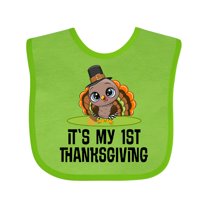 Inktastic First Thanksgiving Pilgrim Turkey Boys or Girls Baby Bib