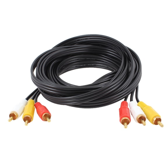 Unique Bargains Black 3 Phono Plug RCA Male to Male TV DVD VCD Audio Video AV Cable  4.5M 4.8ft