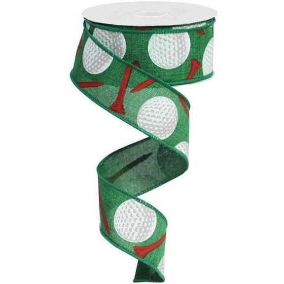 1.5" Royal Canvas Golf Balls  Tee Ribbon: Emerald Green (10 Yards)