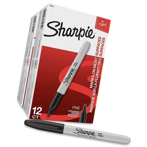 Marcadores permanentes de punta fina SHARPIE 24 marcadores (2 cajas de 12) negro (30051)