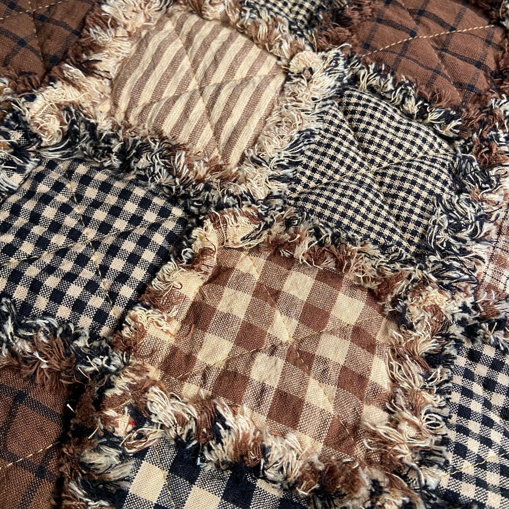 JCS Brown & Black Plaid Homespun Ragged Quilt Kit(200+ six-inch Squares)