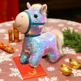 thumbnail image 5 of Steadline Glitter Horse Plush Doll,Rainbow Sequins New Year Decoration,Zodiac Collectible for 2026,Festive Home Ornament and Celebration Gift(Purple), 5 of 7