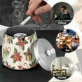 thumbnail image 4 of Yayeee Ashtray with Lid for Cigarette Smokeless Stainless Steel Home Ash Holder, Red Christmas Poinsettia, 4 of 7