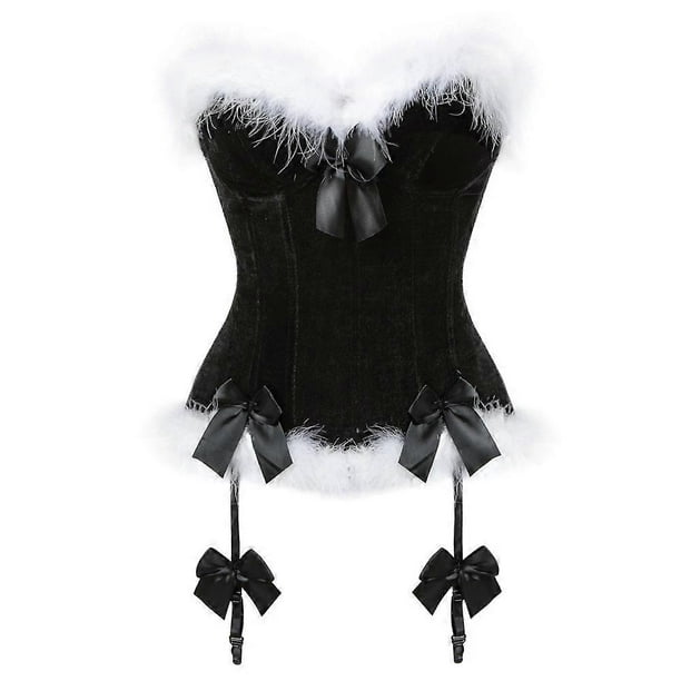 Sexy Velvet Christmas Corsets Women Miss Santa Bustier Corselet Bowknots Zipper Side Overbust Corset S-6XL