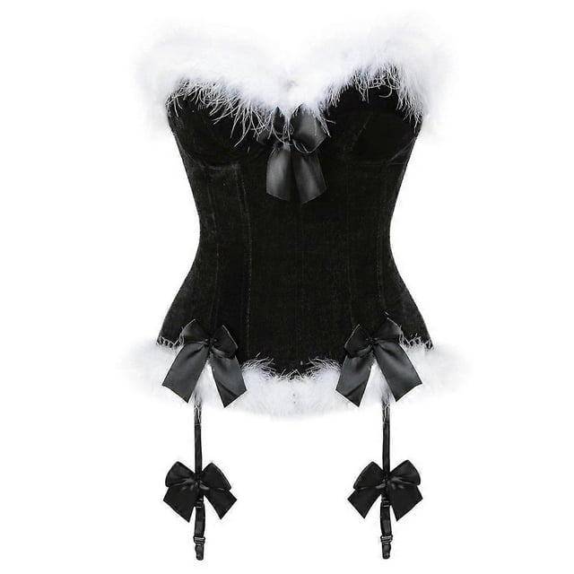 Sexy Velvet Christmas Corsets Women Miss Santa Bustier Corselet Bowknots Zipper Side Overbust Corset S-6XL