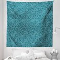 thumbnail image 1 of Ethnic Tapestry, Abstract Leaves with Curved Lines Oriental Culture Bohemian, Fabric Wall Hanging Decor for Bedroom Living Room Dorm, 5 Sizes, Petrol Blue Pale Grey, by Ambesonne, 1 of 1